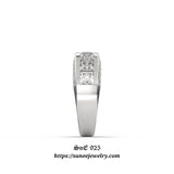Men’s Wedding Band with Side Stones Diamond Simulated 925 Sterling Silver Anniversary Ring SKU:00155
