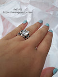 2.7ct Princess Cut with 2 Bridal Bands Wedding Engagement Ring Set Diamond Simulated 925 Sterling Silver Engagement Rings SKU:00171