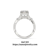 3.67ct Princess Cut 3pcs Wedding Set Engagement Ring Wedding Band Diamond Simulated 925 Sterling Silver Women's Bridal Set Eternity Ring SKU:00216