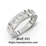 1.66ct Princess Cut Bridal Wedding Band Engagement Ring Diamond Simulated 925 Sterling Silver Anniversary Ring SKU:00143