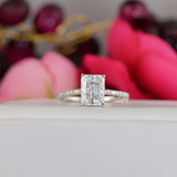 3.0ct Radiant Cut Bridal Wedding Engagement Ring Diamond Simulated 925 Sterling Silver Anniversary Ring SKU:00198
