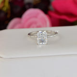 3.0ct Radiant Cut Bridal Wedding Engagement Ring Diamond Simulated 925 Sterling Silver Anniversary Ring SKU:00198