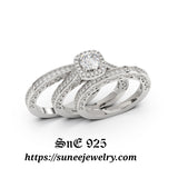 3.02ct Halo Cushion Cut Bridal Wedding Engagement Ring Diamond Simulated 925 Sterling Silver Anniversary Ring SKU:00141