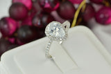 3.5ct Halo Pear Cut Bridal Wedding Engagement Ring Diamond Simulated 925 Sterling Silver Anniversary Rings SKU:00158