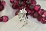 His Hers Princess Cut Bridal Wedding Engagement Ring Diamond Simulated 925 Sterling Silver Anniversary Rings SKU:00164