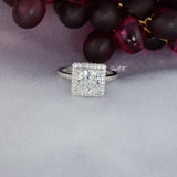 Halo Princess Cut Bridal Wedding Engagement Ring Diamond Simulated 925 Sterling Silver Anniversary Ring SKU:00172
