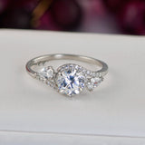 3.0ct Halo Brilliant Cut with Pear Bridal Wedding Engagement Ring Diamond Simulated 925 Sterling Silver Anniversary Ring SKU:00197