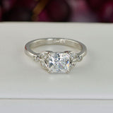 3.3ct Princess Cut Art Deco Bridal Wedding Engagement Ring Diamond Simulated 925 Sterling Silver Anniversary Ring SKU:00185