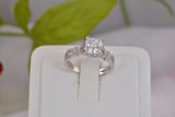 Couple 3.67ct Princess Cut 4pcs Wedding Set Engagement Ring Wedding Band Diamond Simulated 925 Sterling Silver Women's Bridal Set SKU:00217