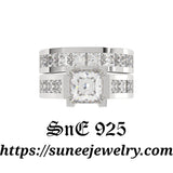 4.35ct Princess Cut Bridal Wedding Engagement Ring Diamond Simulated 925 Sterling Silver Anniversary Ring SKU:00144