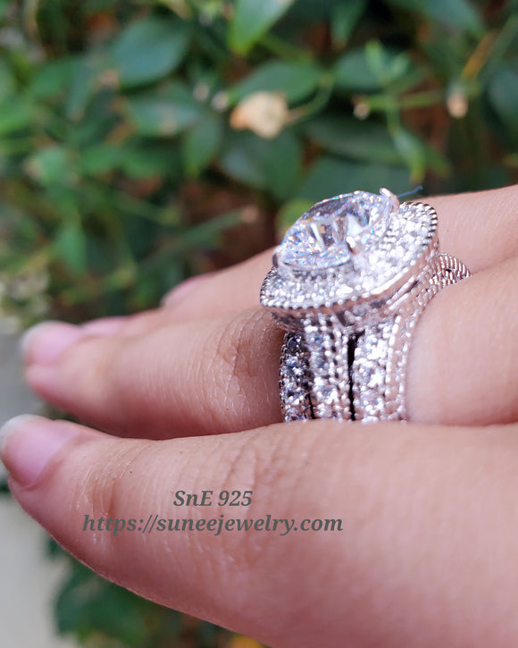 4.35ct Halo Cushion Cut Bridal Wedding Engagement Ring Diamond Simulated 925 Sterling Silver Anniversary Ring SKU:00180
