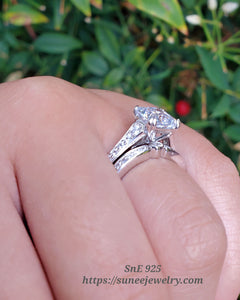 2.14ct Princess Cut Bridal Wedding Engagement Ring Diamond Simulated 925 Sterling Silver Anniversary Ring SKU:00219