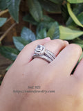 3.02ct Halo Cushion Cut Bridal Wedding Engagement Ring Diamond Simulated 925 Sterling Silver Anniversary Ring SKU:00141
