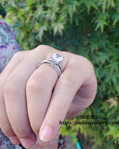 2.14ct Asscher Cut Wedding Ring Set Engagement Ring Wedding Band Simulated Diamond 925 Sterling Silver Women's Bridal Set Eternity Ring SKU:00206
