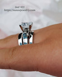 2.7ct Princess Cut with 2 Bridal Bands Wedding Engagement Ring Set Diamond Simulated 925 Sterling Silver Engagement Rings SKU:00171