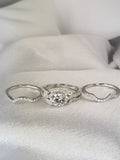 Halo Round Cut Simulated Diamond Wedding Ring Set, Sterling Silver Bridal Ring