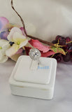 Cushion Cut Halo Ring: 3.45ct Simulated Diamond, Sterling Silver