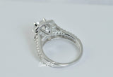 Double Halo Cushion Cut Simulated Diamond Ring: Sterling Silver Engagement