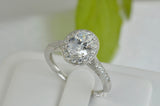 2.81ct Halo Oval Cut Wedding Engagement Ring Diamond Simulated 925 Sterling Silver Anniversary Ring