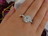 2.81ct Halo Oval Cut Wedding Engagement Ring Diamond Simulated 925 Sterling Silver Anniversary Ring