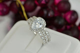 3.8ct Pear Cut Halo Bridal Ring Set: Simulated Diamond, Sterling Silver