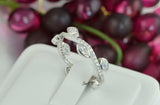 Marquis Brilliant Band Stack Promise Ring Diamond Simulated 925 Sterling Silver Anniversary Ring