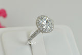 2.81ct Halo Oval Cut Wedding Engagement Ring Diamond Simulated 925 Sterling Silver Anniversary Ring