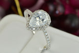 3.8ct Pear Cut Halo Bridal Ring Set: Simulated Diamond, Sterling Silver