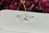 3.5ct Pear Cut Halo Ring: Simulated Diamond, Sterling Silver