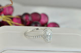 3.5ct Pear Cut Halo Ring: Simulated Diamond, Sterling Silver