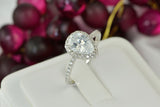 3.5ct Pear Cut Halo Ring: Simulated Diamond, Sterling Silver