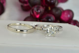 Princess Cut Sterling Silver Engagement Ring Set: 2.7ct Simulated Diamond