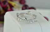 Marquis Brilliant Band Stack Promise Ring Diamond Simulated 925 Sterling Silver Anniversary Ring