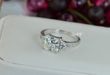 4.8ct Princess Cut Bridal Wedding Engagement Ring Diamond Simulated 925 Sterling Silver Anniversary Ring
