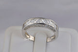 Men’s Wedding Band with Side Stones Diamond Simulated 925 Sterling Silver Anniversary Ring