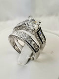 Princess Cut Sterling Silver Bridal Ring Set: 4.35ct Simulated Diamond
