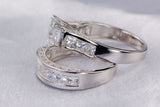 Princess Cut Sterling Silver Bridal Ring Set: Simulated Diamond Engagement