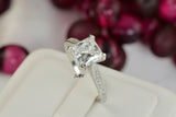 4.35ct Princess Cut Bridal Wedding Engagement Ring Diamond Simulated 925 Sterling Silver Anniversary Rings