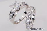 Princess Cut Sterling Silver Bridal Ring Set: 3.25ct Simulated Diamond