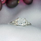 Art Deco Princess Cut Sterling Silver Engagement Ring: 3.3ct Simulated Diamond