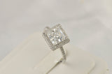 Halo Princess Cut Bridal Wedding Engagement Ring Diamond Simulated 925 Sterling Silver Anniversary Ring