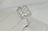 Halo Princess Cut Bridal Wedding Engagement Ring Diamond Simulated 925 Sterling Silver Anniversary Ring