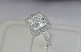 Halo Princess Cut Bridal Wedding Engagement Ring Diamond Simulated 925 Sterling Silver Anniversary Ring