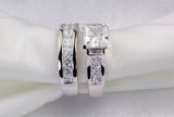 Princess Cut Sterling Silver Wedding Ring Set: Simulated Diamond Bridal Ring
