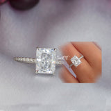 3.0ct Radiant Cut Bridal Wedding Engagement Ring Diamond Simulated 925 Sterling Silver Anniversary Ring