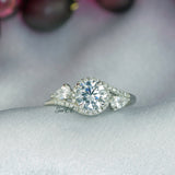 Halo Pear Simulated Diamond Ring: 3.0ct Sterling Silver Anniversary Ring