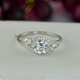 Halo Pear Simulated Diamond Ring: 3.0ct Sterling Silver Anniversary Ring