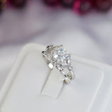 Moissanite Princess Cut Art Deco Sterling Silver Engagement Ring Set