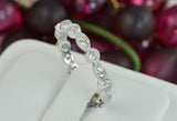 Art Deco Sterling Silver Wedding Band Set: Simulated Diamond Eternity Rings