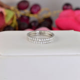 Sterling Silver Full Eternity Wedding Band Set, Simulated Diamond Promise Ring